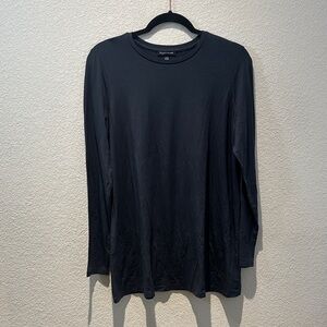Eileen Fisher Charcoal Gray Long Sleeve Crewneck Top Size Small